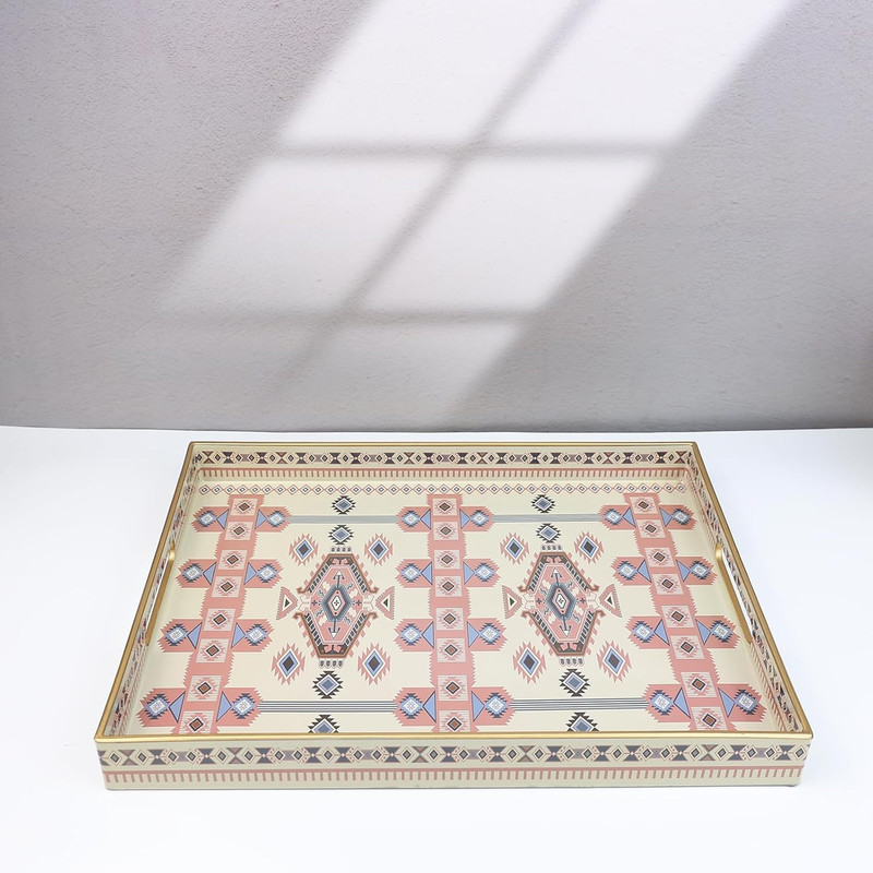 Serving Tray with Handles, Plastic Decorative Tray for Coffee Table, Living Room gallery
