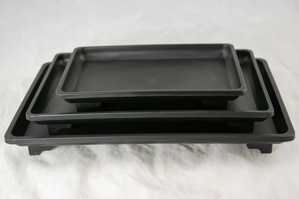 3 Mix Rectangular Black Plastic Humidity Tray for Bonsai Tree - 7", 9" & 10.5"