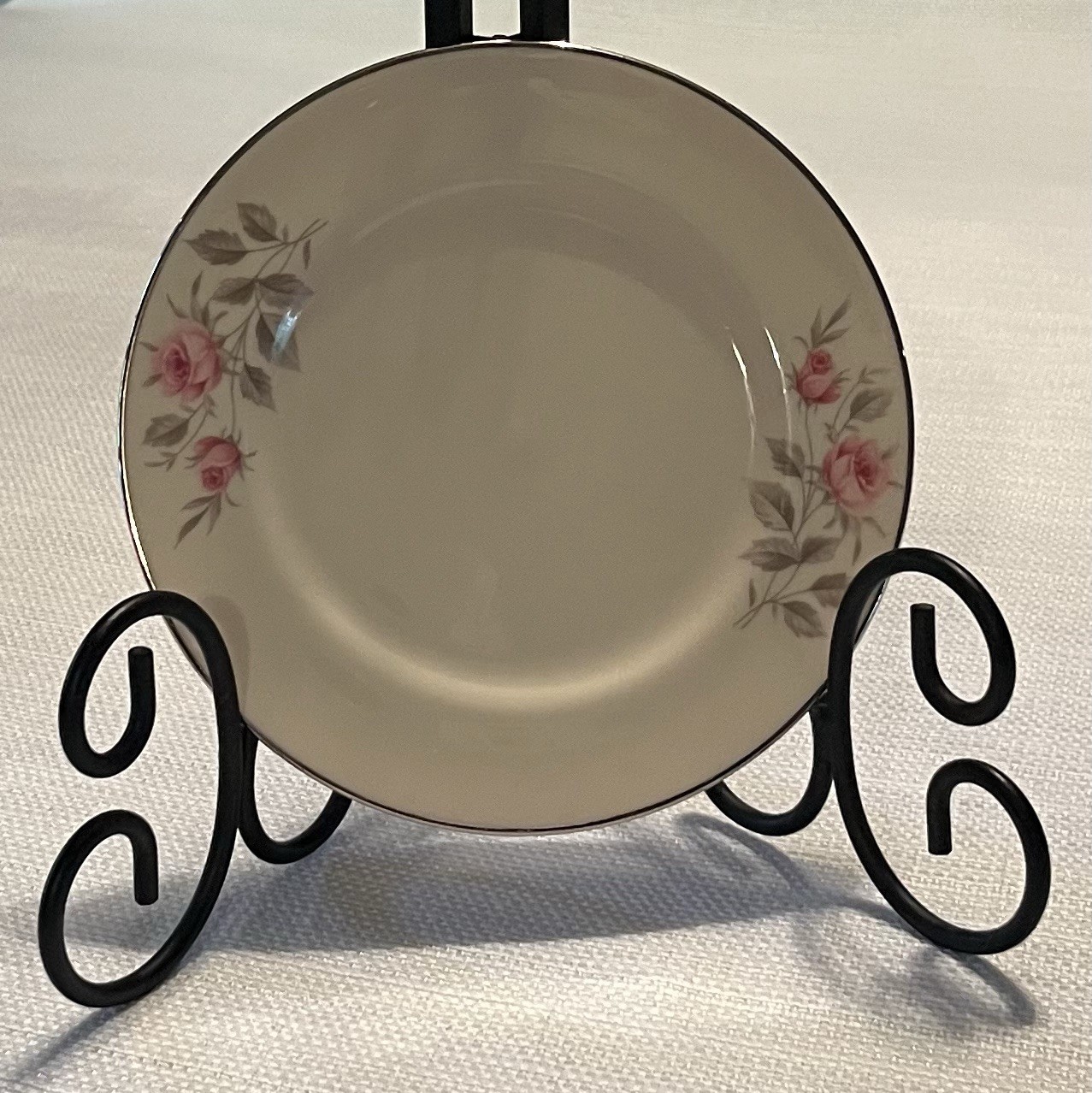 6 ROYAL DEVON ROD16 Pink Tone Roses Grey Leaves Silver Trim Saucers Discontinued gallery