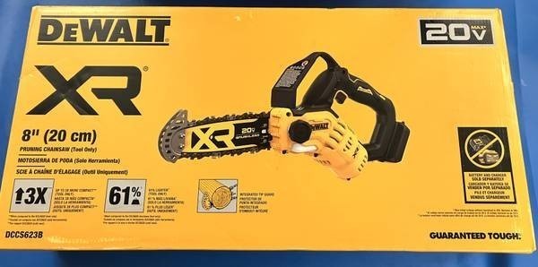 DEWALT XR Cordless Pruning Chainsaw, 20V, 8", Brushless DCCS623B gallery
