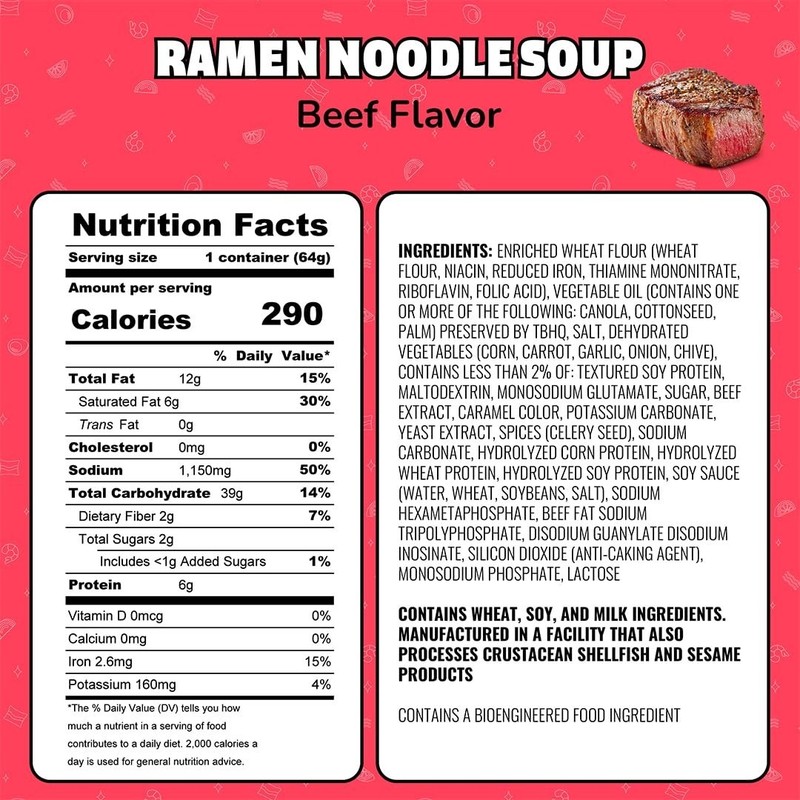 Satisfying Instant Beef Ramen Cups – Ready in 3 Minutes, 2.25 Oz - 12 Pack gallery