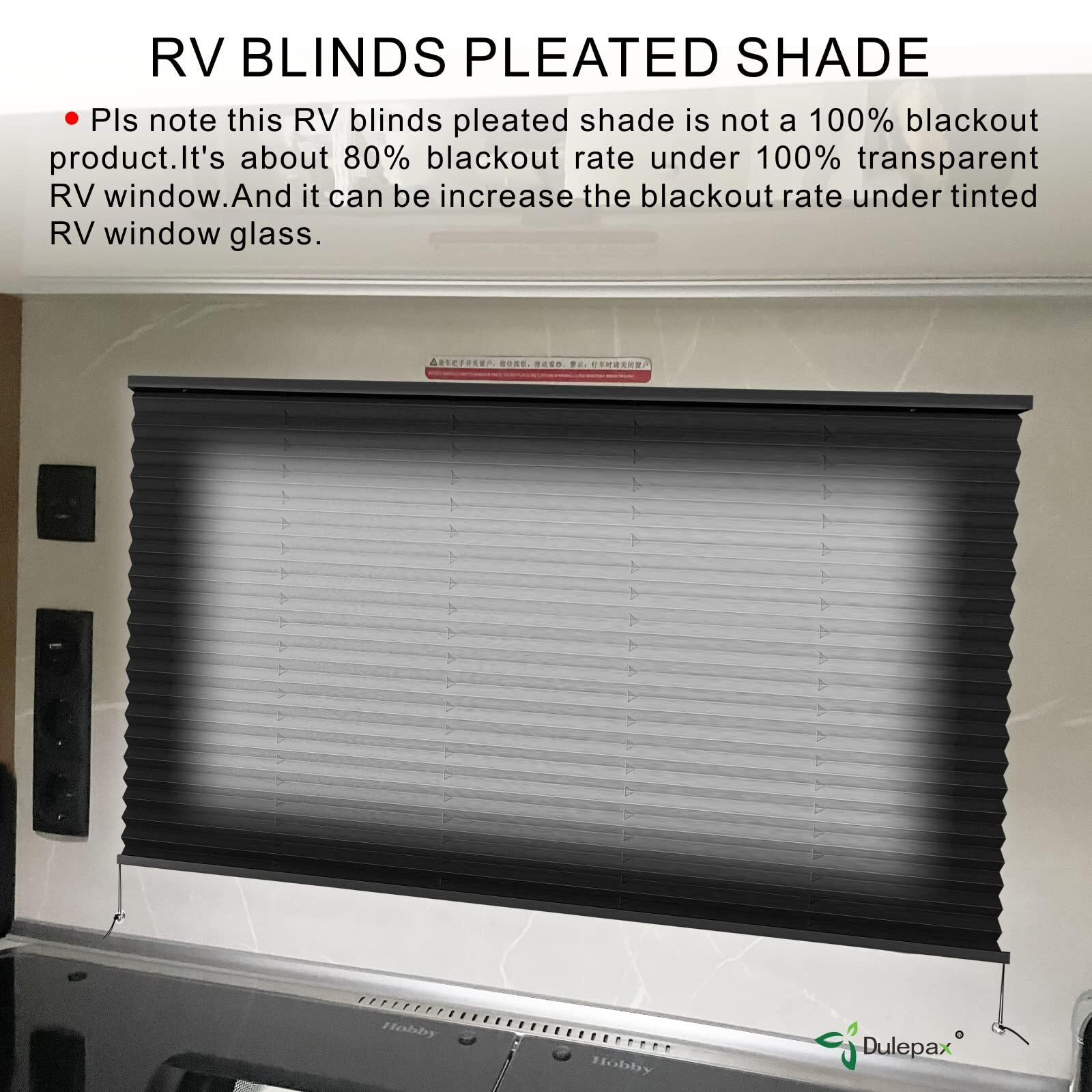 32" x 24" Black RV Pleated Shades - Window Blinds for Campers & Trailers gallery