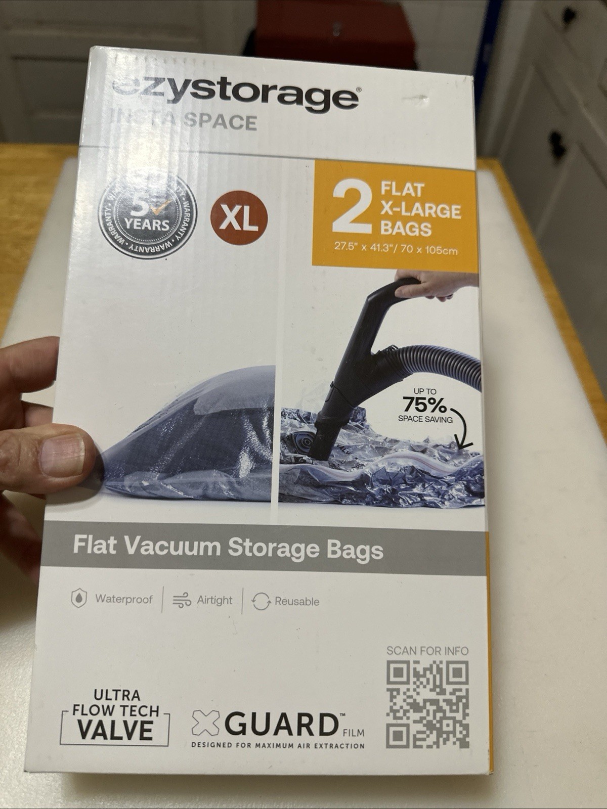 EzyStorage Insta Space XL Flat Vacuum Storage Bags 2 Pack Airtight Waterproof gallery