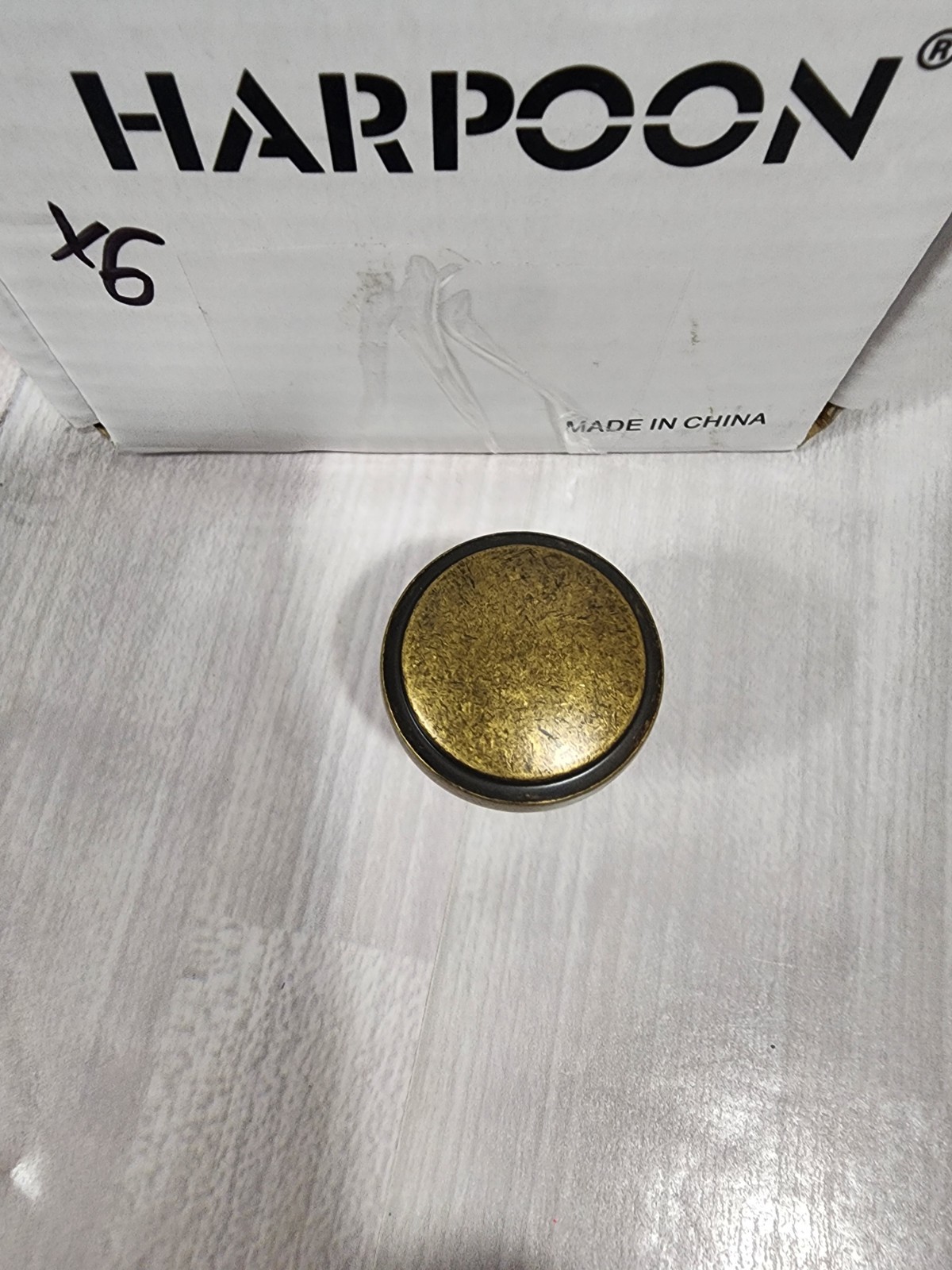 Harpoon Brand Pull Knobs Cabinet - Lot Of 6 - Vintage Antique Brass gallery