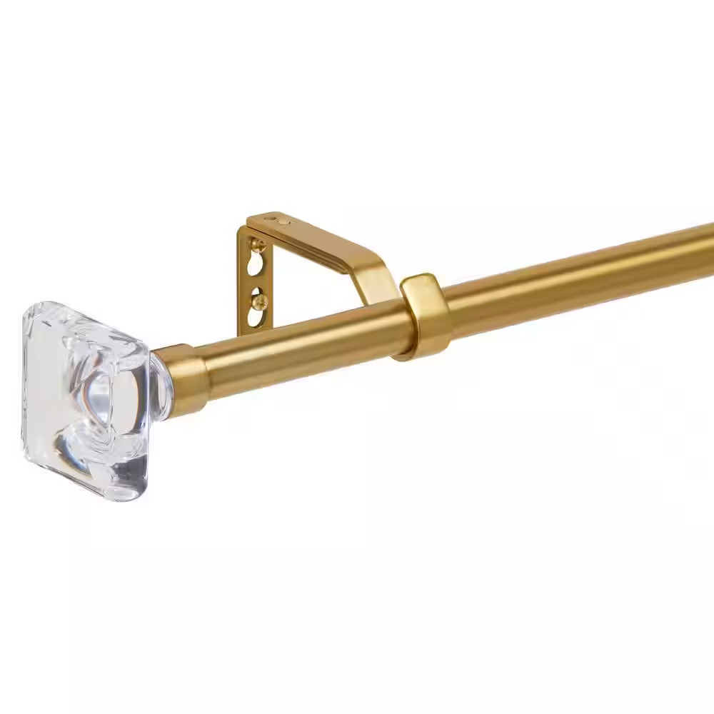 36 In. - 66 In. Telescoping 3/4 In. Single Rod Set in Gold with Acryclic Square gallery