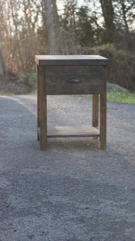 Rustic Bedside Table With Concealed Drawer & Shelf. Solid Wood Handmade gallery