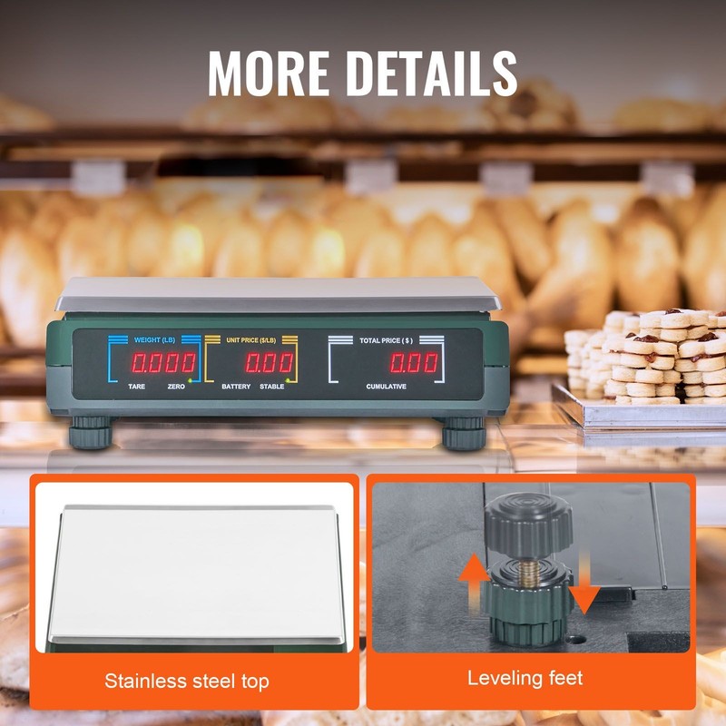Electronic Price Computing Scale, 66 LB Digital Deli Weight Scales, LED Digital gallery