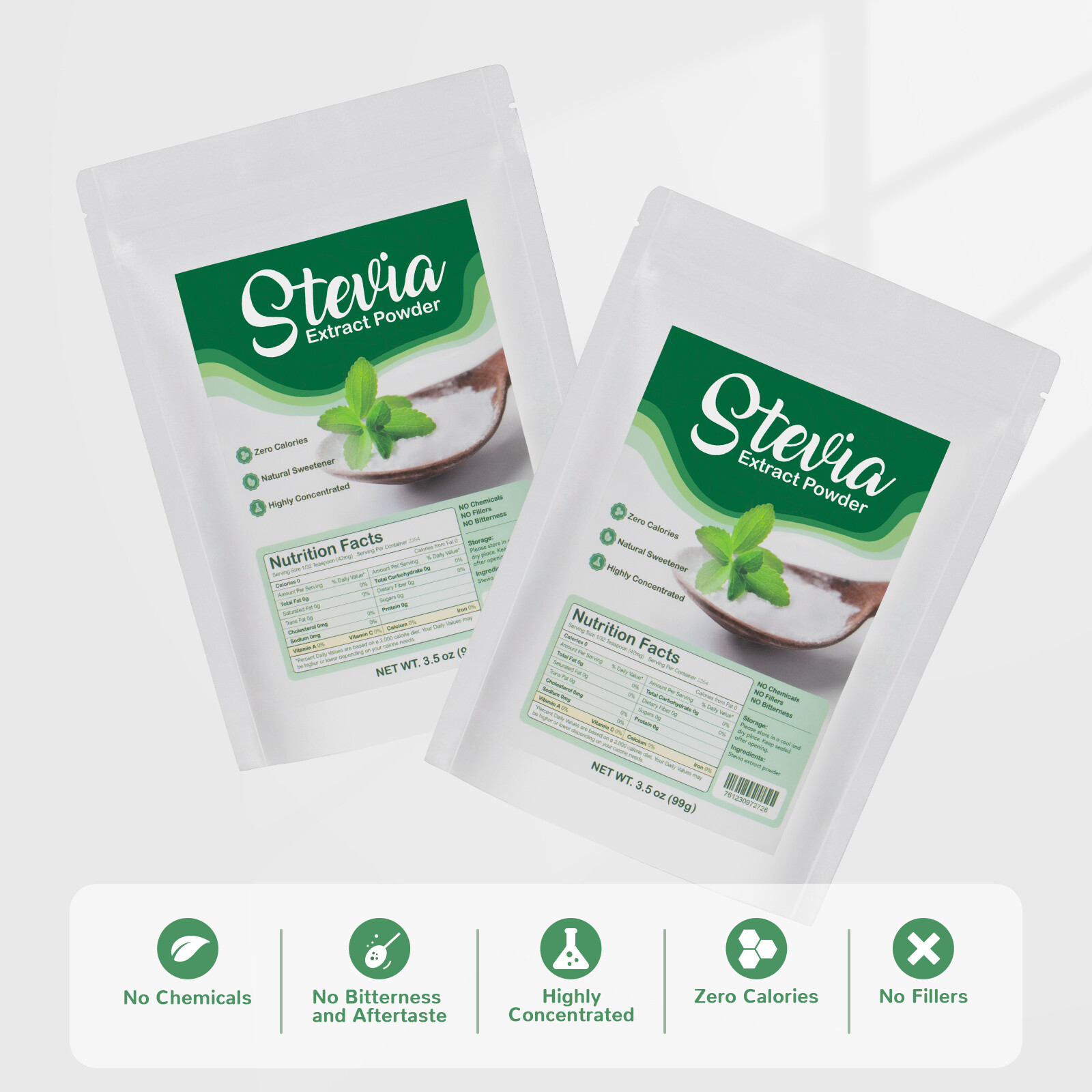 CCnutri 3.5oz Stevia Powder Natural Extract Sweetener Premium Sugar Substitute gallery