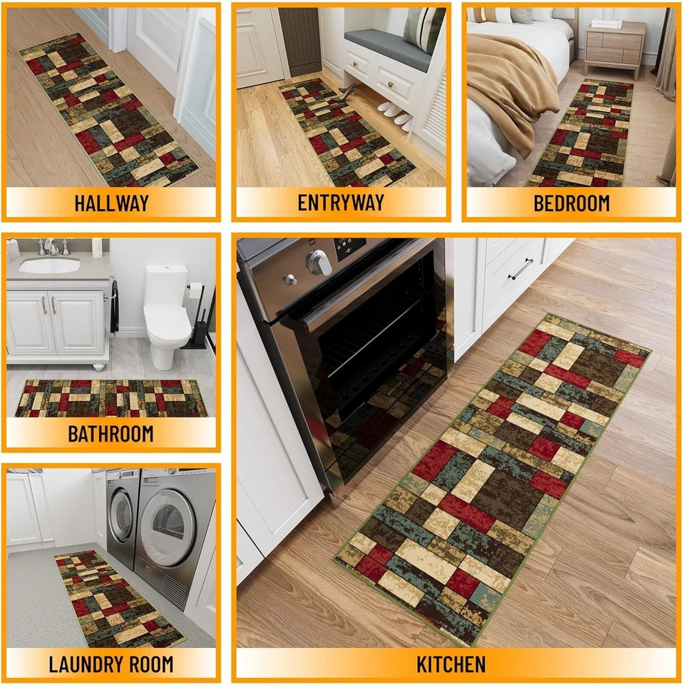 Hallway Runner Rug 20" X 59" Non Slip Boxes Area Rugs Easy to Clean Laundry Rug gallery