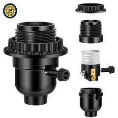 UL Listed E26 Light Socket, Threaded Lamp Socket Replacement with ON/Off Switch