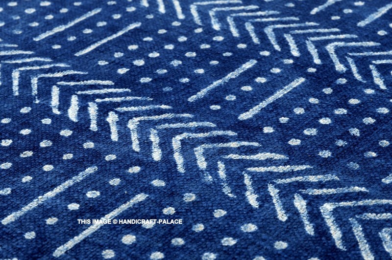 Indigo Hand Block Printed Throw Blanket Boho Mud Cloth Indian Sofa Bed Throw gallery