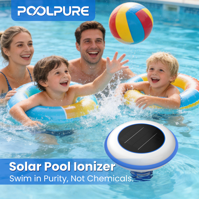POOLPURE Solar Pool Ionizer, Copper Floating Cleaner, Up to 35,000 Gal, white gallery