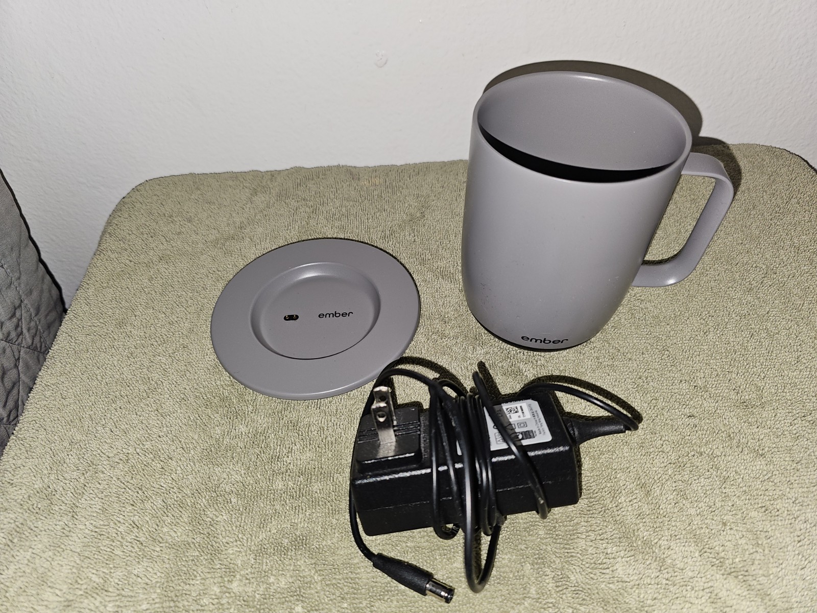 Ember Ceramic Temperature Controlled Smart Mug 14 oz Gray W/ Charging Base gallery