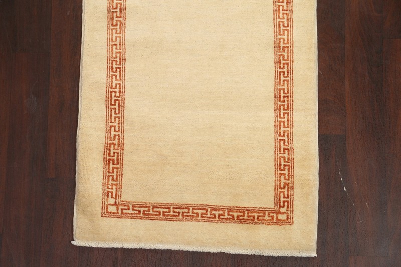 IVORY/ RUST Bordered Gabbeh Kashkoli Handmade Oriental Runner Rug 2' 8" x 9' 1" gallery