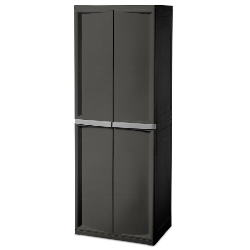 Sterlite 01423V01 Adjustable 4-Shelf Gray Storage Cabinet With Doors gallery