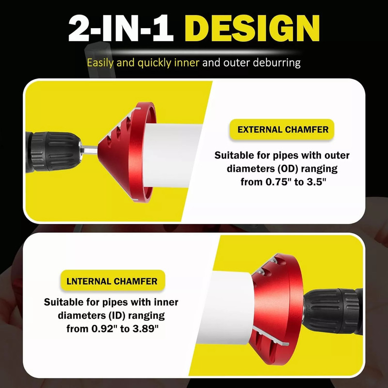2 in 1 PVC Deburring Tool, Inner-Outer PVC Chamfer Tools for PVC/ABS/PP/PE Pipe gallery