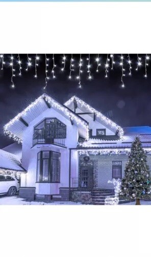 Icicle Christmas Lights Outdoor, 480LED 39FT 96Drops 8Modes And Timer Cool White gallery