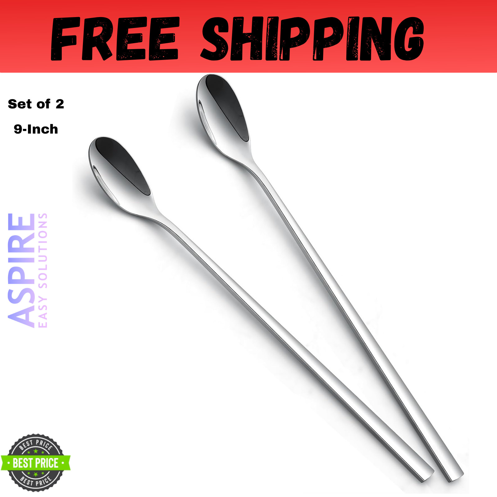 9-Inch Long Handle Spoon, Coffee Stirrers Ice Tea Spoon Premium 18/10 Stainless gallery