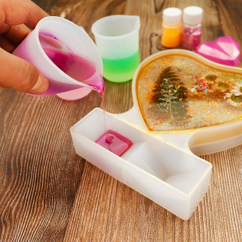 10 PCS 100Ml Silicone Measuring Cups for Resin Non-Stick Mixing Cups Glue Tools, gallery