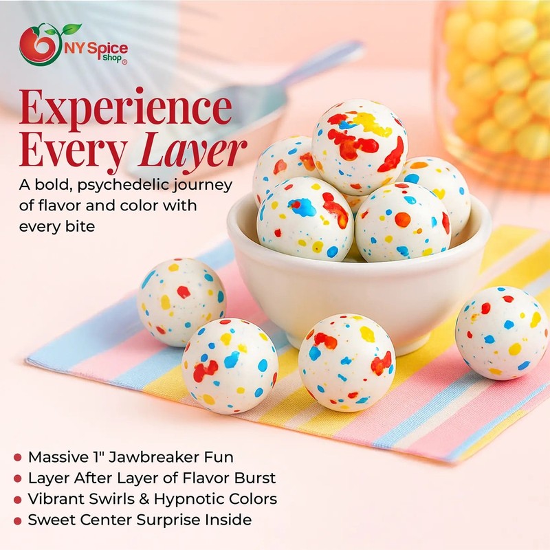 Psychedelic Jawbreakers with Candy Center- Hard Candy Mini, 1 Inch gallery