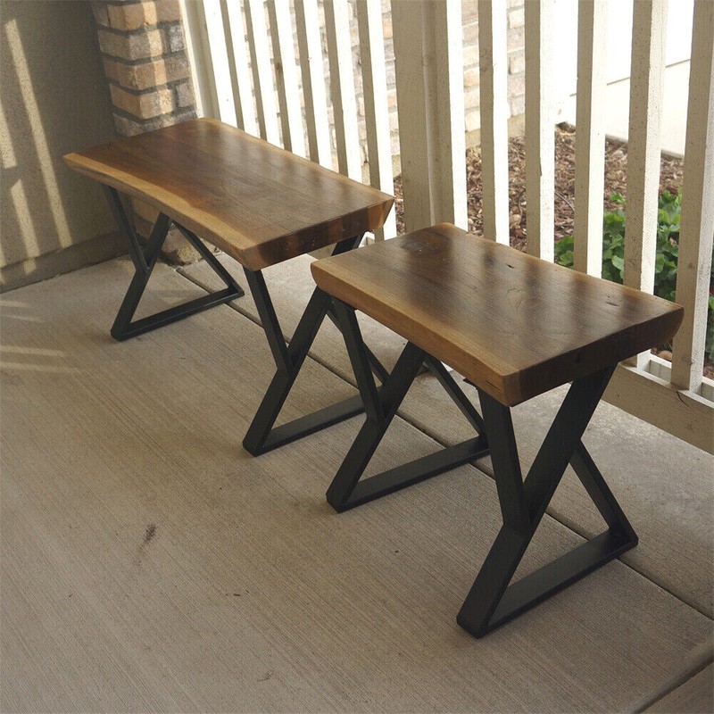 Rustic Teak Bench Table Natural Edge Solid Wood Seat Entryway Hallway Seating gallery