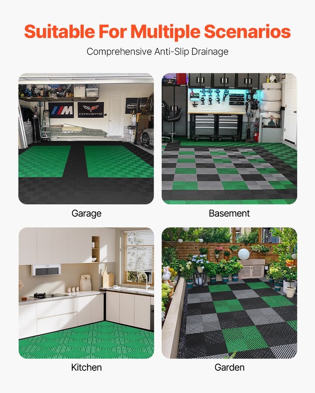 VEVOR Interlocking Drainage Mat Drainage Cushion 12” x 12” Modular Floor Tile gallery