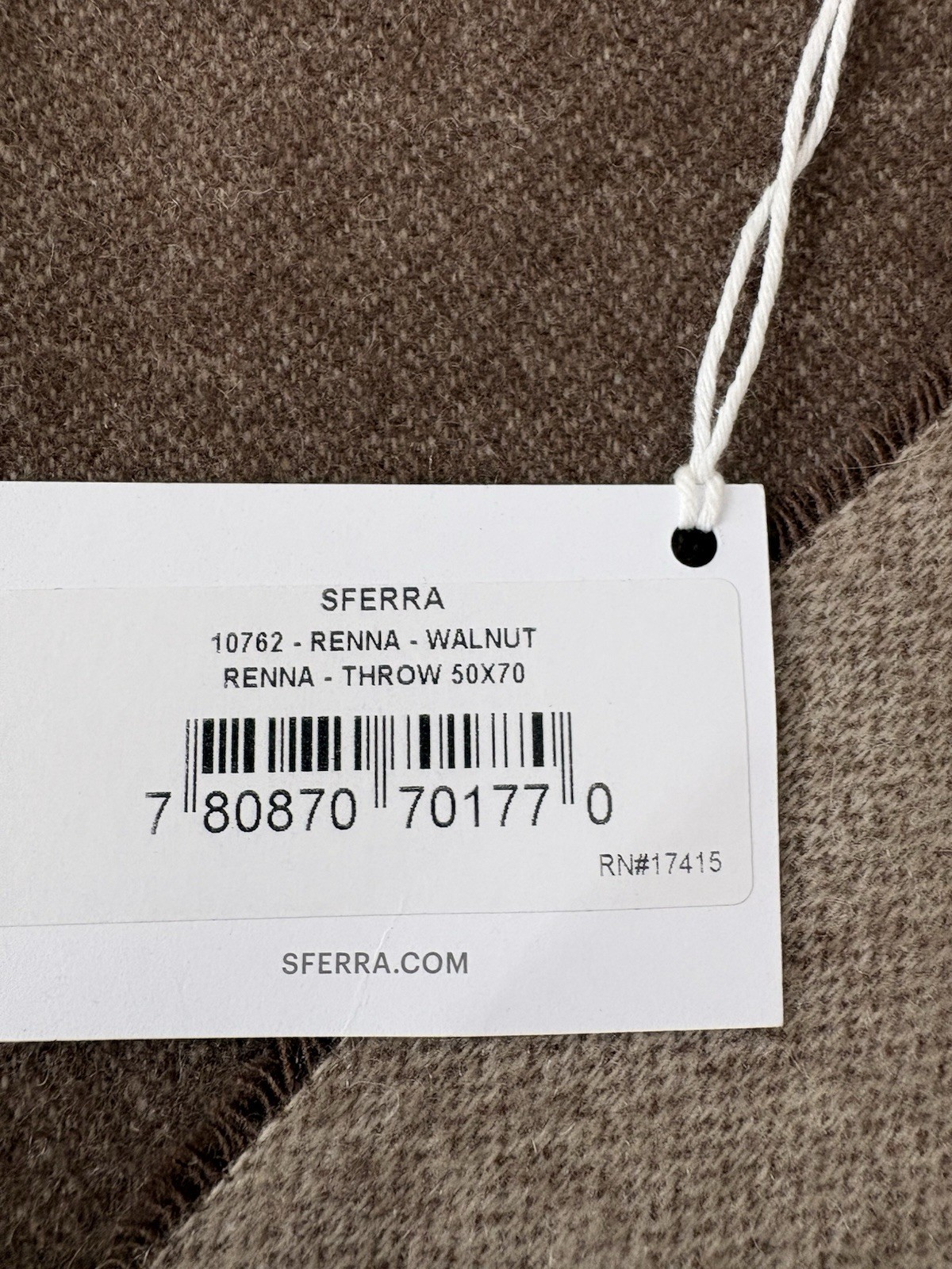 Sferra Renna 100% Cashmere Throw Blanket Walnut Double Faced Fringed 50x70" New gallery