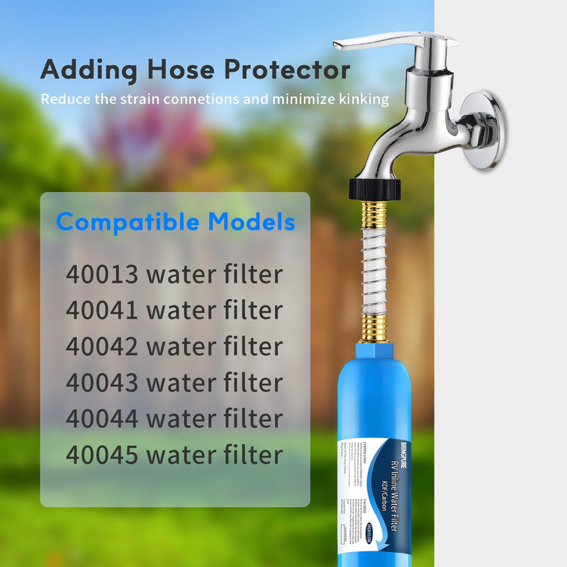 RV Inline Water Filter with Flexible Hose Protector, NSF 42/372 Certified, Reduc gallery