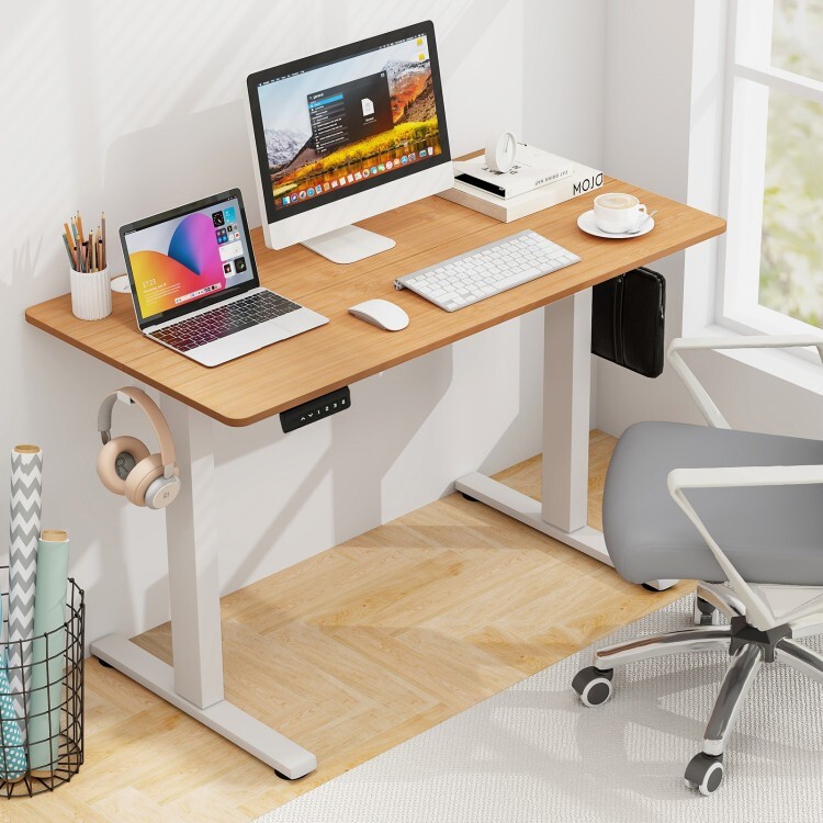 Desk Sit Stand Desk Adjustable Height w/3Memory Height Settings & 2Hanging Hooks gallery