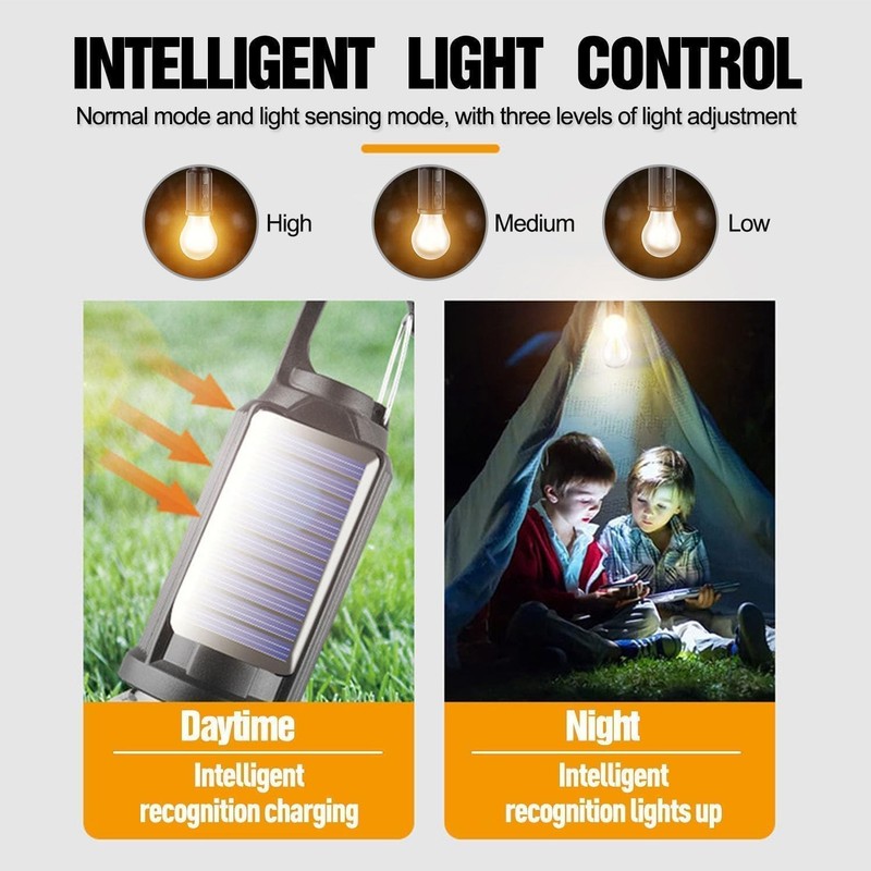 Solar Rechargeable Hanging Bulb Light Outdoor Camp Waterproof LED Emergency Lamp gallery