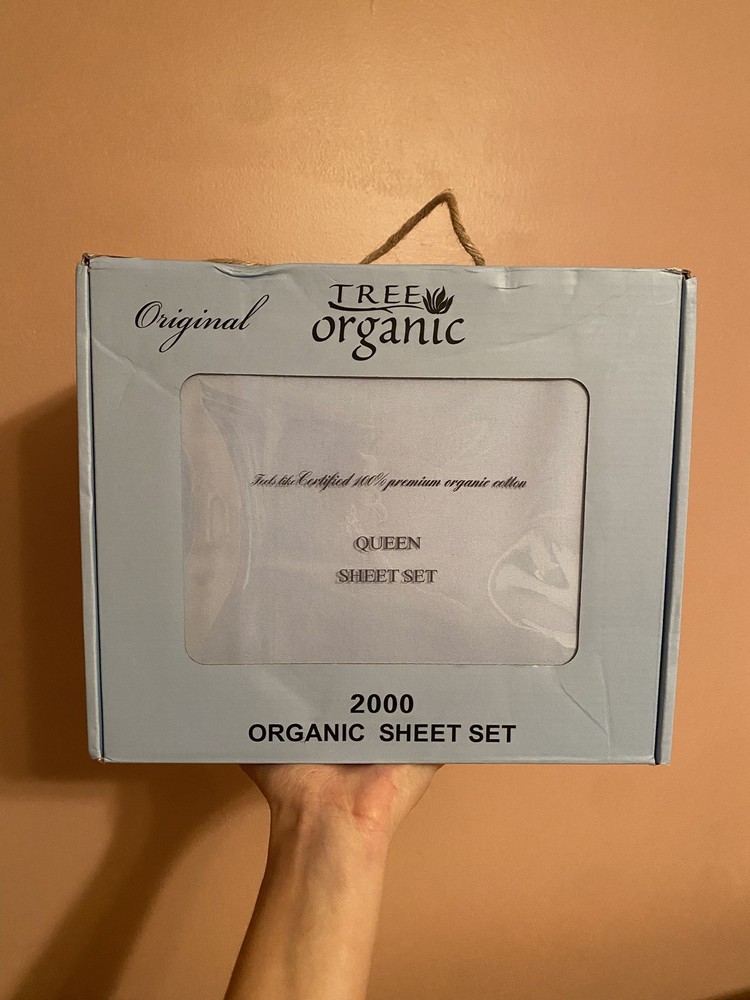 Tree Organic Queen Sheet Set 2000 Thread Count Organic Cotton Bedding Solid New