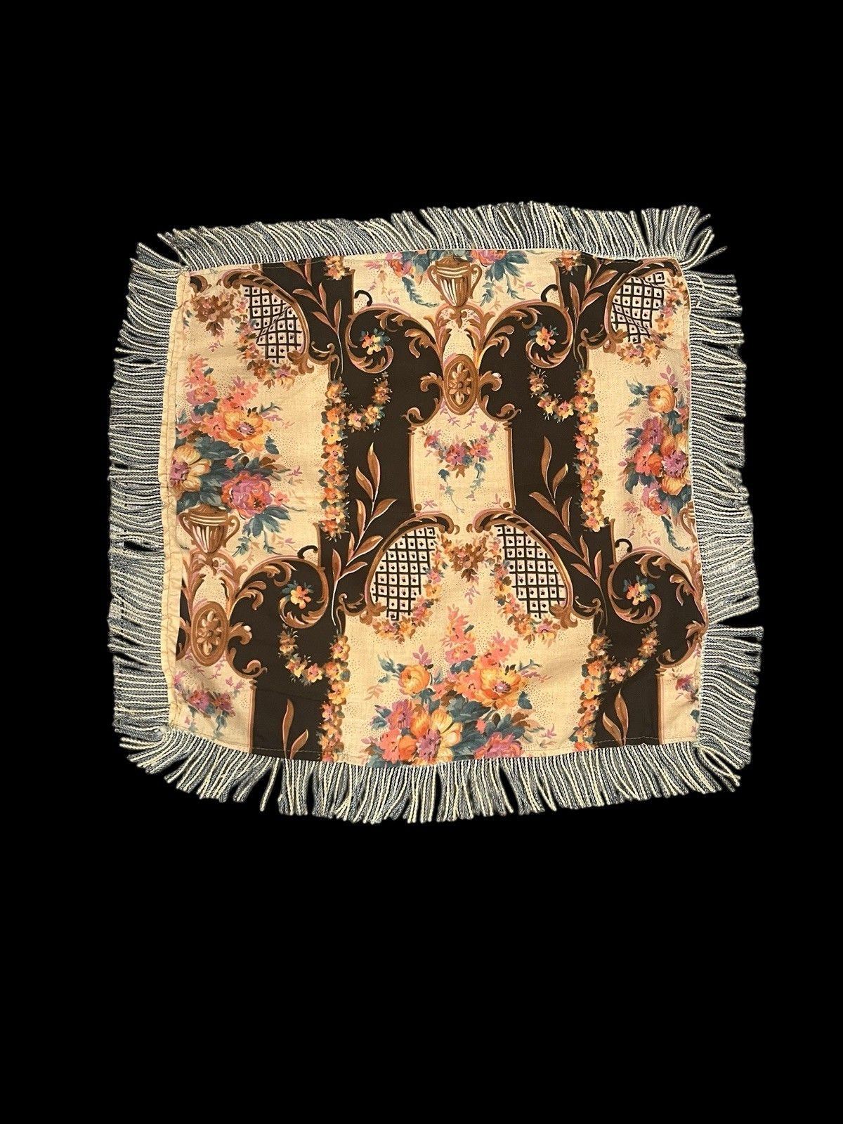 VTG Baroque/Rococo Sweetheart Decorative Two Designs Square Pillow Cover Fringe gallery