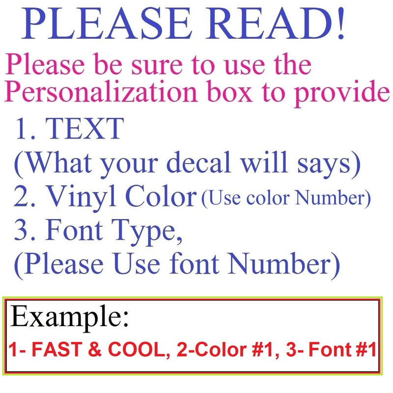 Personalized Custom Text Vinyl Lettering Sticker Decal, ANY TEXT - ANY NAME - [4 gallery