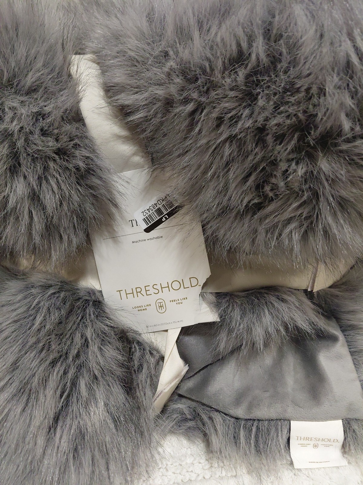 Threshold 50x60in Throw Blanket Gray Fur Plush gallery