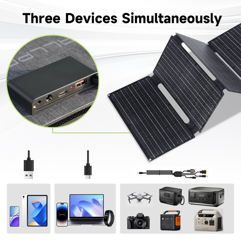 ALLPOWERS Portable Solar Panel 60W Foldable Solar Panel Charger for Camping Trip gallery