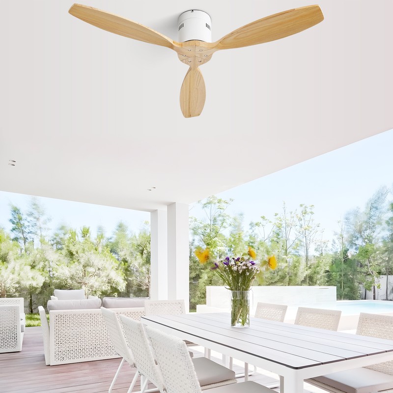 Sofucor 52" Flush Mount Ceiling Fan No Light w/ Remote Control Bedroom Patio Fan gallery