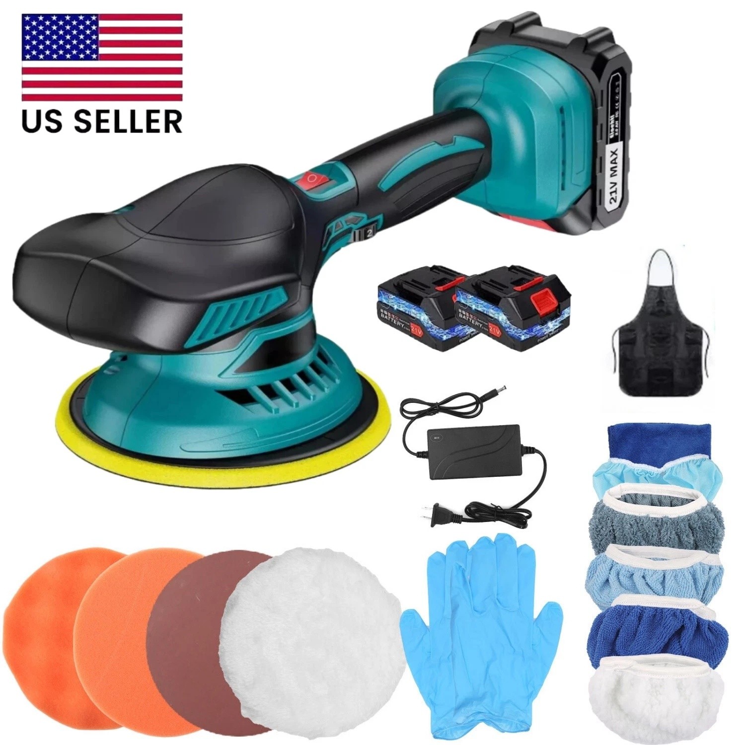 Dual Action Car Polisher Buffer Machine Cordless 6" Sander Polishing Kit Battery gallery