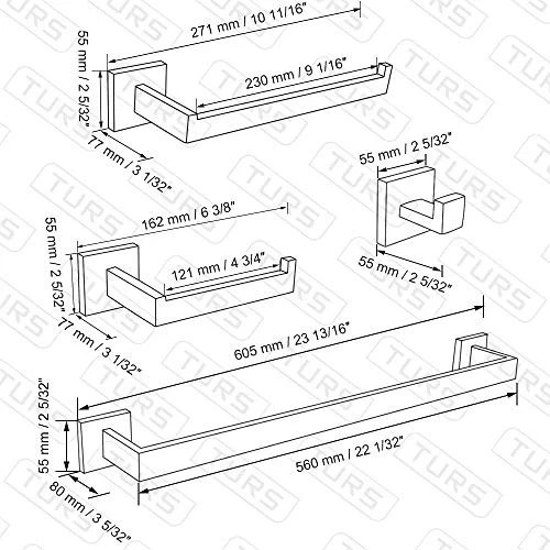 4-Pieces Matte Silver Bathroom Hardware Accessories Set 24 Inch Towel Bar Towe gallery