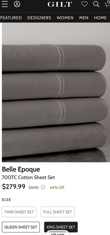 Belle Epoque 700 TC Thread Count, King Sheet Set, Frost Grey 100% Combed Cotton gallery