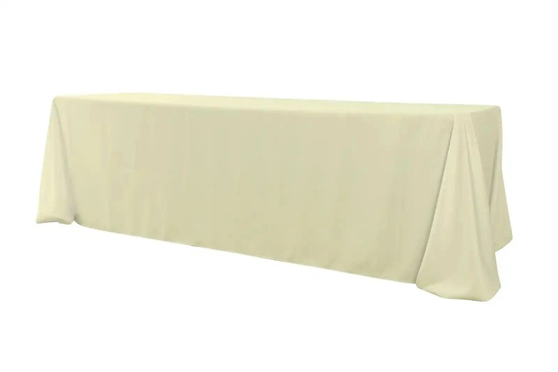 5-Pack Ivory Polyester Rectangle Tablecloth 190gsm 90" x 156" by Chivari gallery