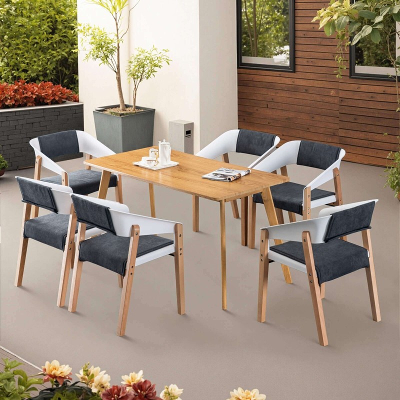Ivinta Dining Chair with Solid Wood Legs, Plastic Accent Armchair for Dinner gallery