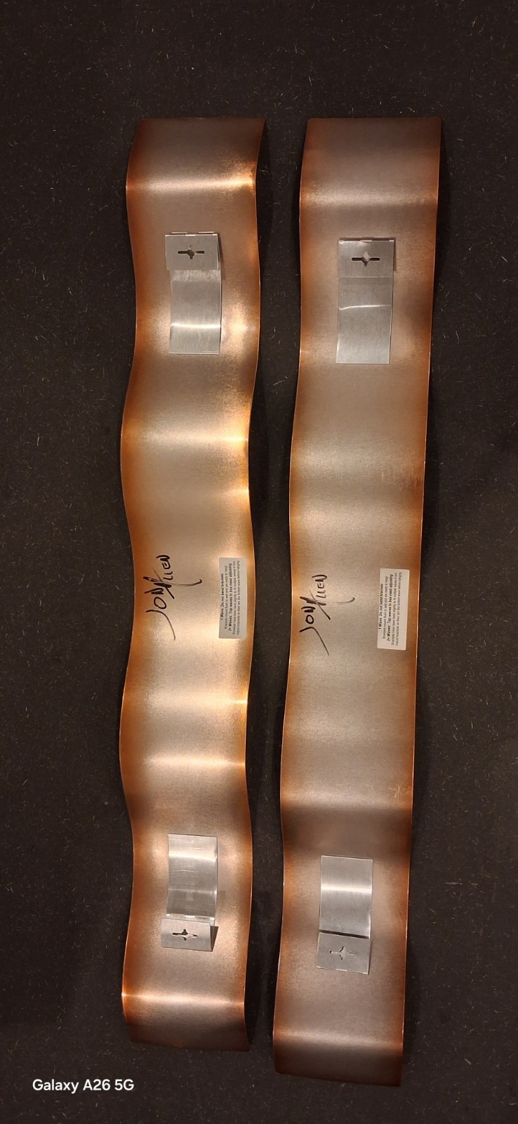 Wave Duo – Hand‑Brushed Copper Wall Sculptures Signed by Jon Allen gallery
