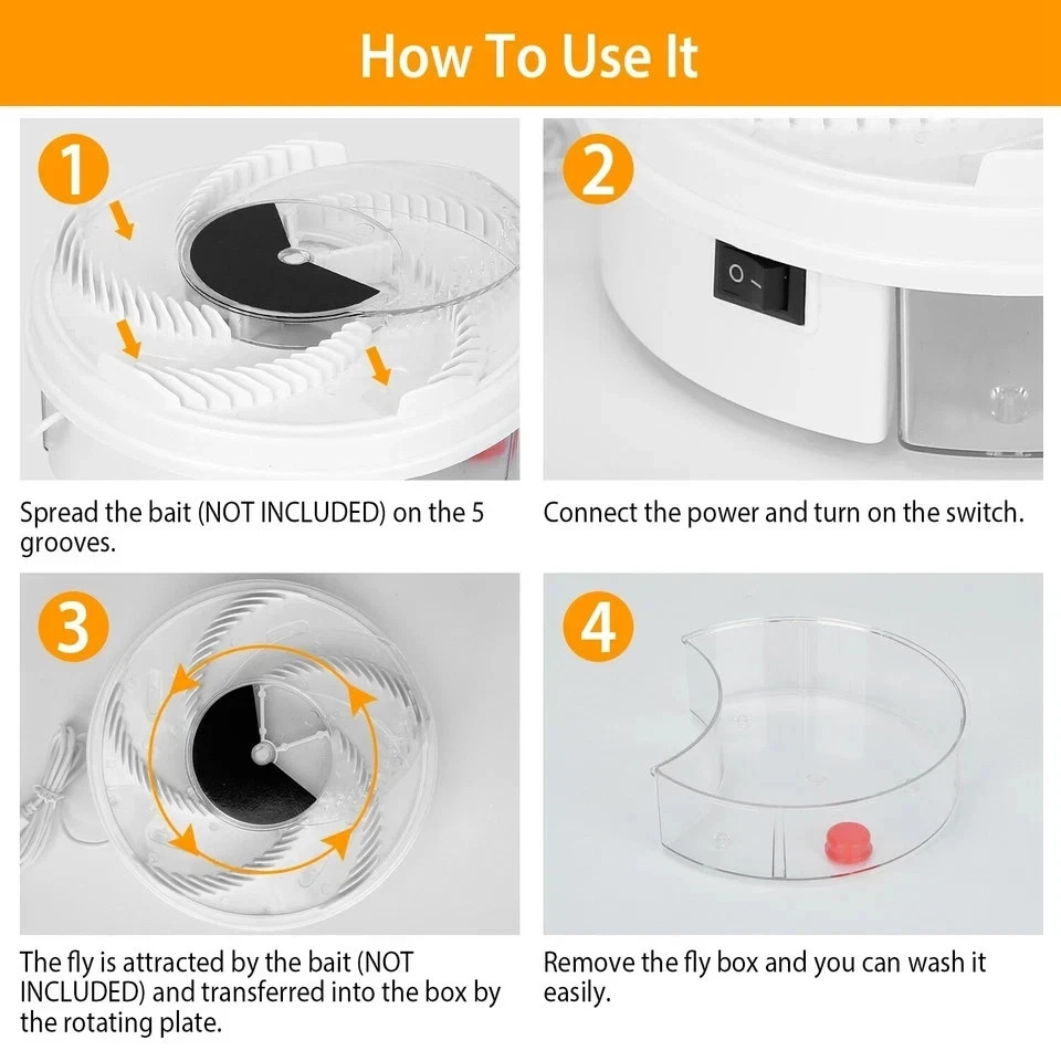 Electric Fly Trap Automatic Fly Catcher Rotating Fly Pest Repellent Kitchen Tool gallery