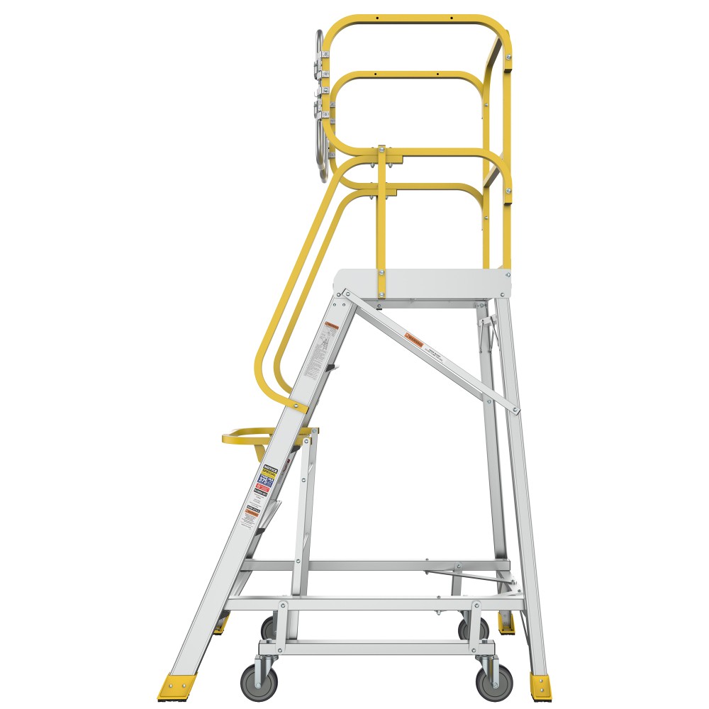4 Step 375lbs Aluminum Rolling Platform Ladder gallery