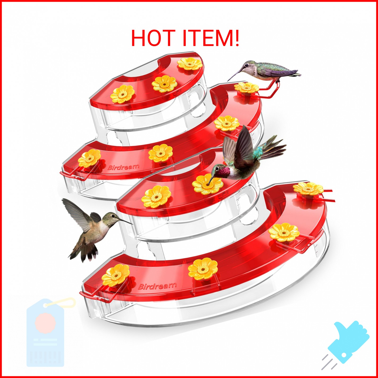 Birdream 2 Pack Window Hummingbird Feeders for Outdoors, with Strong Suction Cup gallery