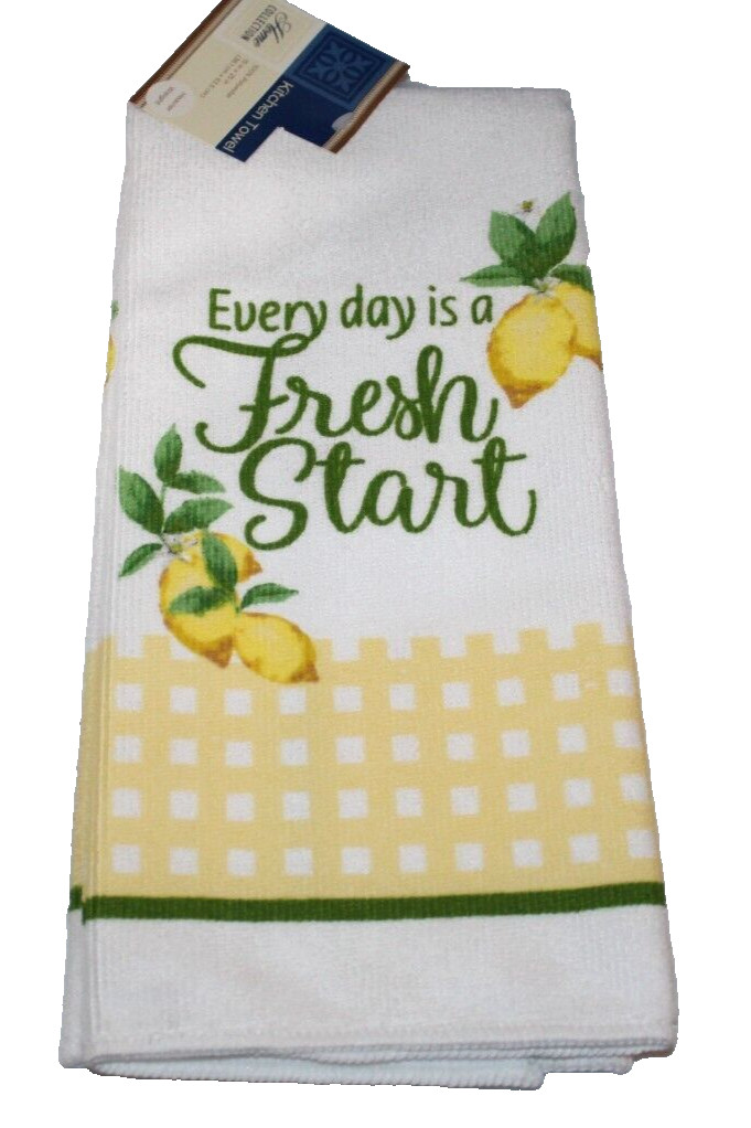 Lemon Themed Kitchen Towel 15 x 25 Polyester Every Day Is A Fresh Start gallery