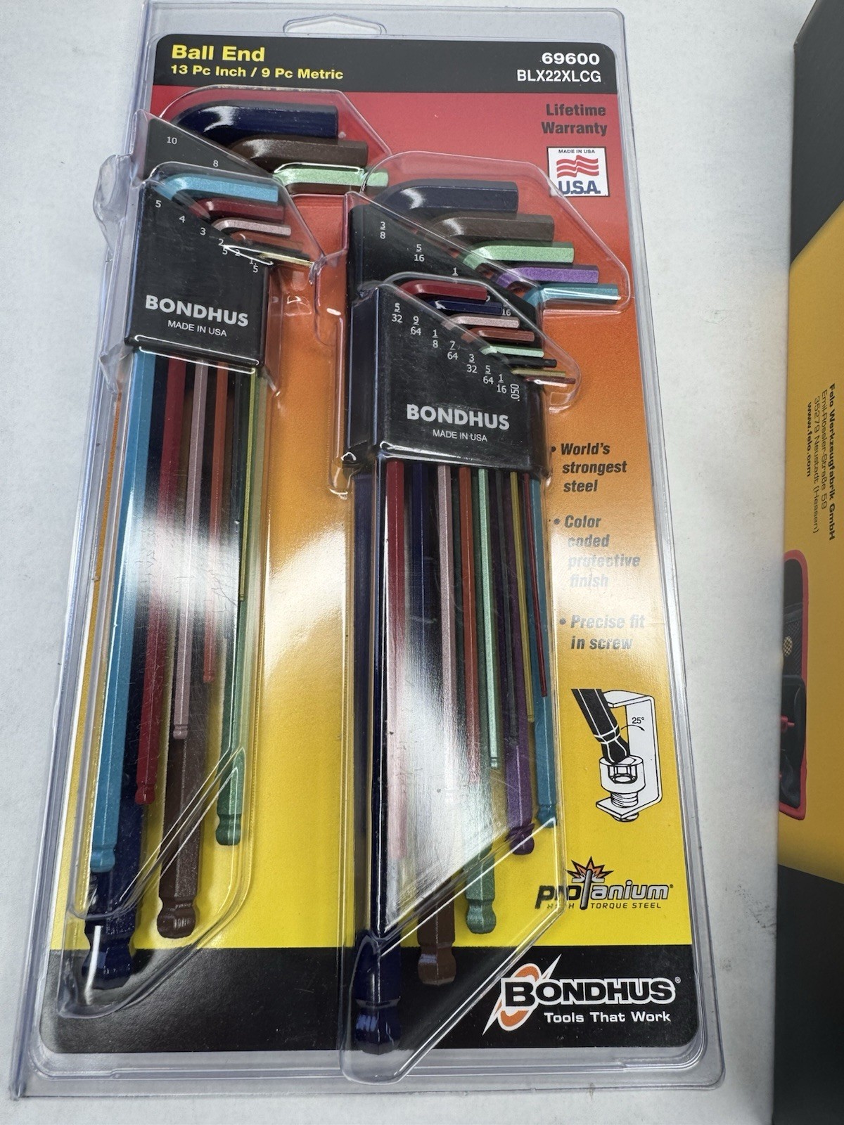 Bondhus 22pc Color Hex Key Set Ball End Metric & SAE #69600 & Free Gift !!!! gallery