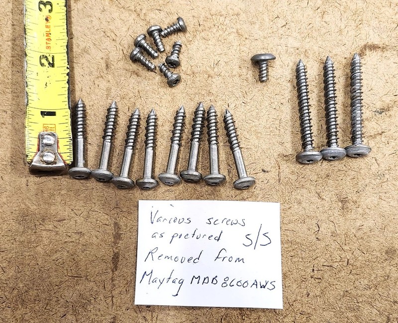 Maytag MDB8600AWS Dishwasher screws- various stainless steel screws as shown gallery