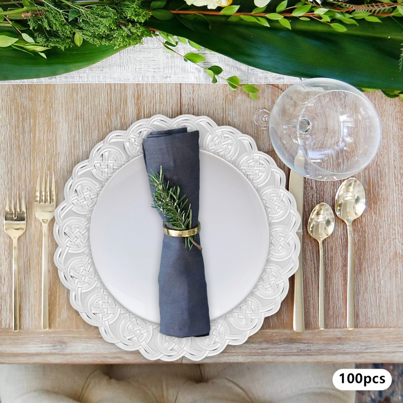 100pcs Dinner Plates Set, Round Dinner Plates, Dinner Plate for Wedding Party gallery