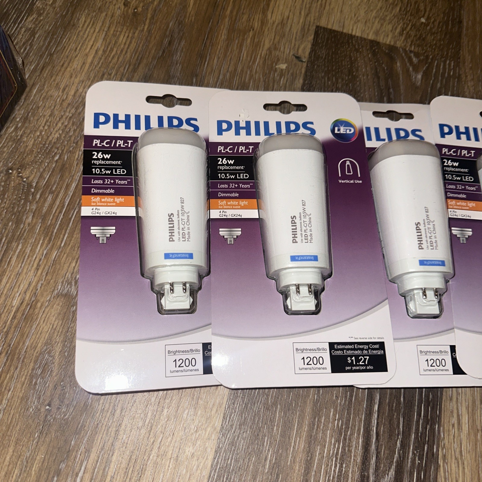 6 Philips LED Frosted Dimmable PL-C CFL Replacement Bulbs 1200 Lumen G24q 4 Pin gallery